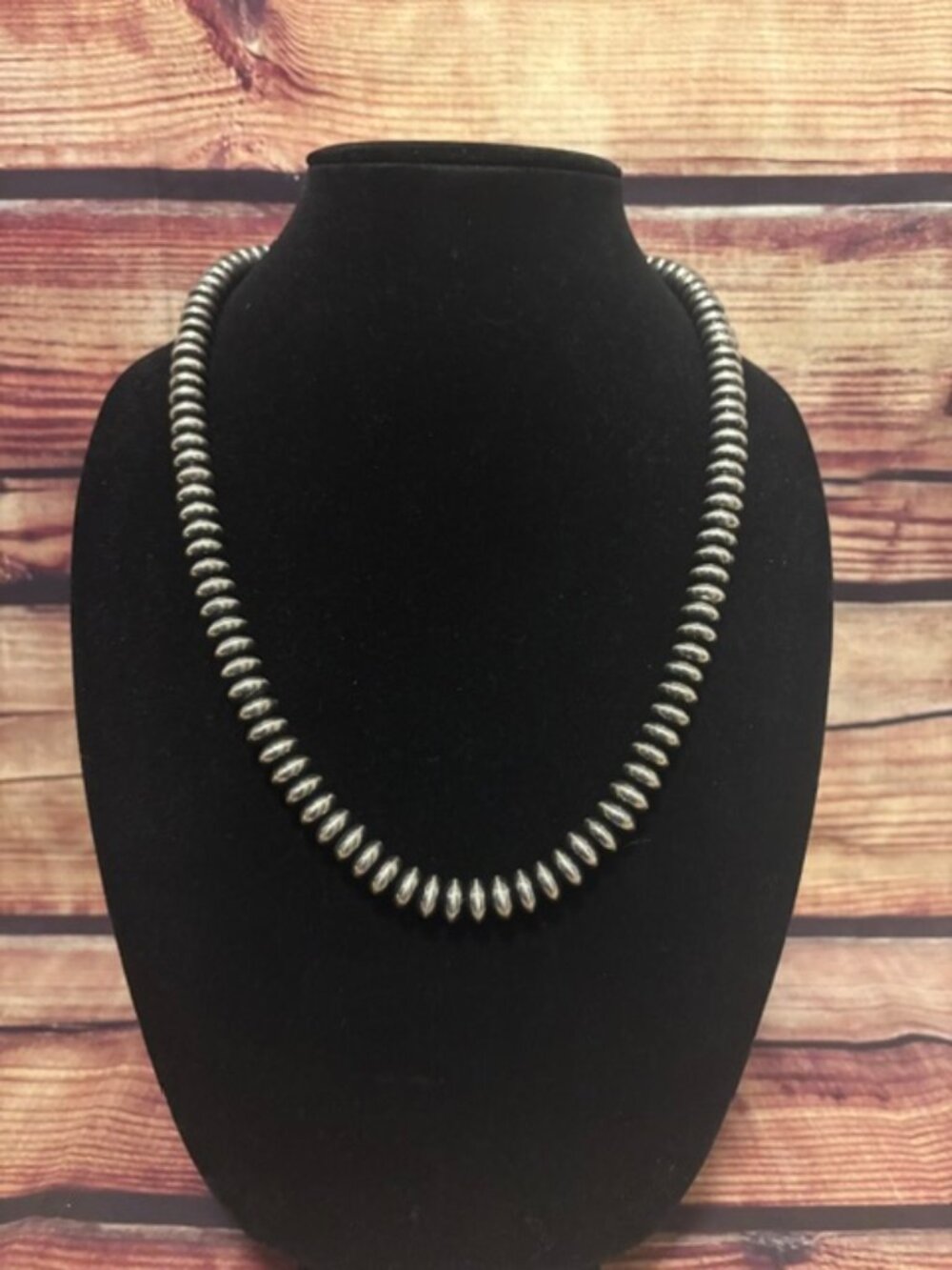 ICON 24" Western Saucer Pearl Necklace Silver Tone Navajo Style NWT